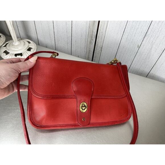 Vintage COACH Bonnie Cashin Double Turnlock Twin Clutch Shoulder Bag RED *RARE* - Picture 1 of 13